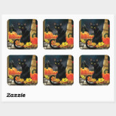Sticker Carré Chat d'Halloween noir (Feuille)