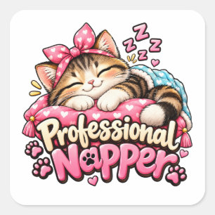 Sticker Carré Chat dormeur professionnel