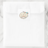 Sticker Carré Chat Dormir avec casquette (Sac)