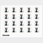 Sticker Carré Chat drôle de retour à l'école (Feuille)
