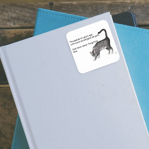 Sticker Carré Chat égyptien Mau gris fantaisiste humoristique