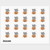Sticker Carré Chat En Citrouille Chats Doux Joyeux Halloween Car (Feuille)