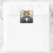 Sticker Carré Chat en costume (Sac)