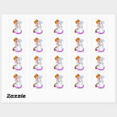 Sticker Carré Chat en Mariée avec robe Mariage et couronne (Feuille)