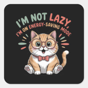 Sticker Carré Chat en mode d'économie d'énergie