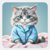 Sticker Carré Chat En Pajamas (Devant)