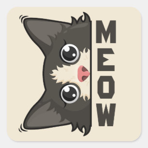 Sticker Carré Chat en smoking drôle regarde Pun