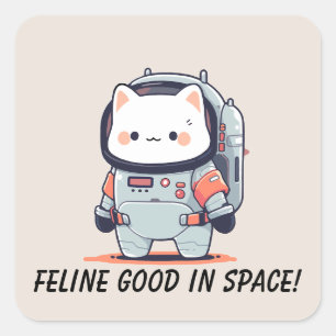Sticker Carré Chat en Spacesuit -Feline bon dans l'espace