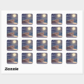 Sticker Carré Chat endormi (Feuille)