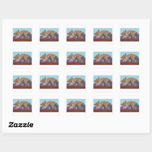Sticker Carré Chat endormi avec des souris sournoises