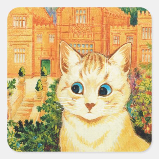 Sticker Carré Chat et bâtiments Arrière - plan Peint par Louis W (Devant)