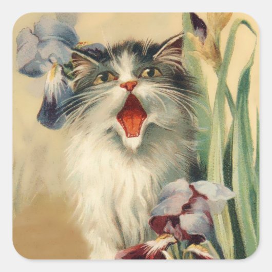 Sticker Carré « Chat et iris » de Maurice Boulanger (Devant)