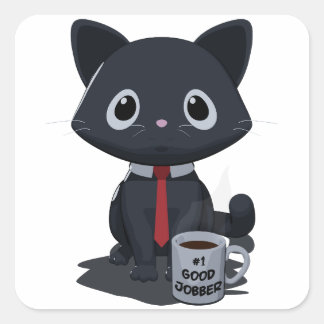 Sticker Carré Chat Faisant un Excellent Travail Numéro Un