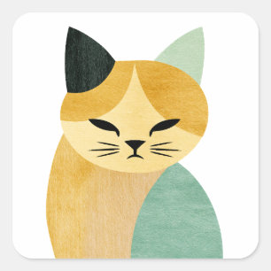 Sticker Carré Chat géométrique minimaliste scandinave moderne