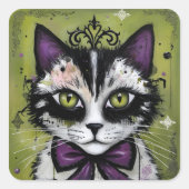 Sticker Carré Chat gothique (Devant)
