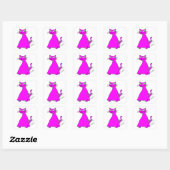 Sticker Carré Chat gras rose (Feuille)