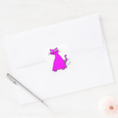 Sticker Carré Chat gras rose (Enveloppe)