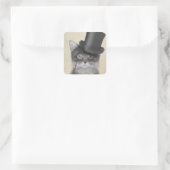 Sticker Carré Chat gris avec chapeau supérieur (Sac)