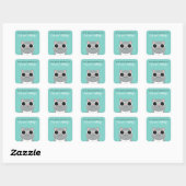 Sticker Carré Chat gris cool | Turquoise Ce Livre Appartient À (Feuille)