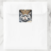 Sticker Carré Chat gris dans une couronne (Sac)