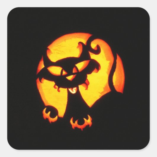Sticker Carré chat halloween (Devant)
