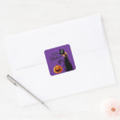 Sticker Carré chat halloween (Enveloppe)
