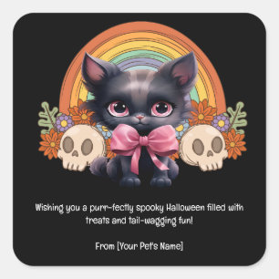 Sticker Carré Chat Halloween Animaux de compagnie en costumes éf