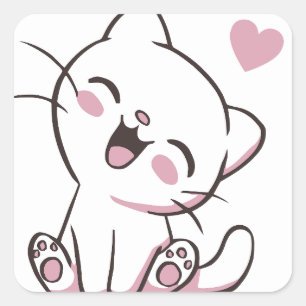 Sticker Carré Chat Heureux