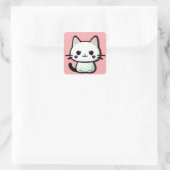 Sticker Carré Chat Kawaii (Sac)