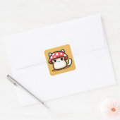 Sticker Carré Chat Kawaii Champignon (Enveloppe)