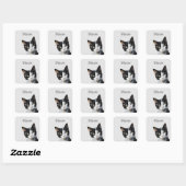 Sticker Carré Chat Kitty blanc gris noir (Feuille)