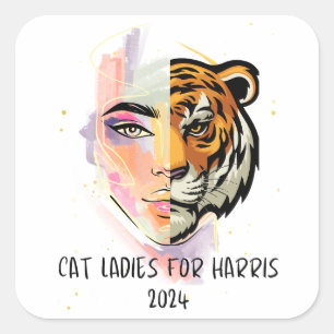 Sticker Carré Chat Ladies for Harris 2024