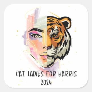 Sticker Carré Chat Ladies for Harris 2024