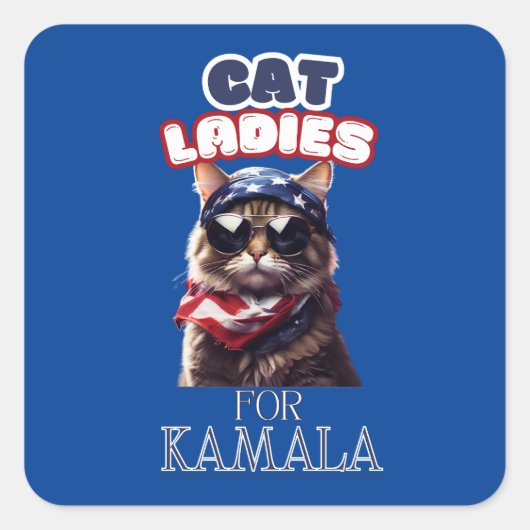 Sticker Carré Chat Ladies Pour Kamala USA (Devant)