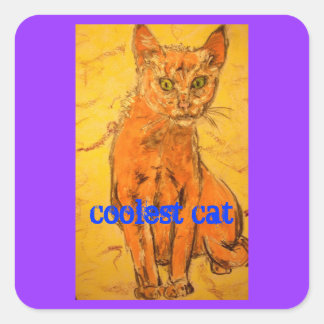 Sticker Carré chat le plus cool