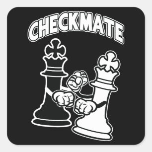 Sticker Carré Chat-maté Tournoi d'échecs Art noir et blanc