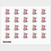 Sticker Carré chat mignon (Feuille)