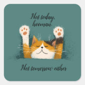 Sticker Carré Chat mignon drôle qui fait la sieste (Devant)