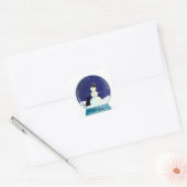 Sticker Carré Chat mignon Fabriquer un Snowman Christmas Snow Gl (Enveloppe)