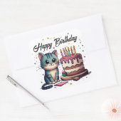 Sticker Carré Chat mignon Joyeux anniversaire (Enveloppe)