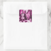 Sticker Carré CHAT MUSICALE ET OWL rose violet blanc (Sac)