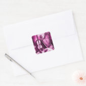 Sticker Carré CHAT MUSICALE ET OWL rose violet blanc (Enveloppe)