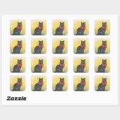 Sticker Carré Chat noir (Feuille)