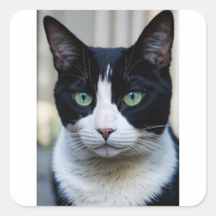 Sticker Carré chat noir