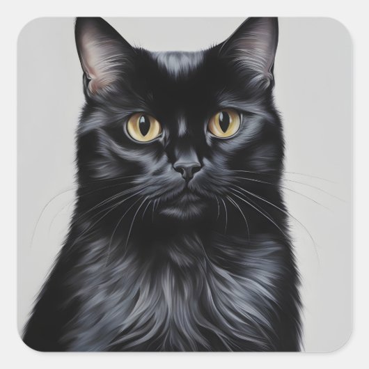Sticker Carré Chat noir (Devant)