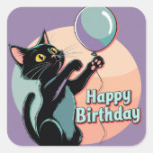 Sticker Carré Chat noir coloré (Devant)