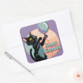 Sticker Carré Chat noir coloré (Enveloppe)