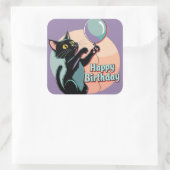 Sticker Carré Chat noir coloré (Sac)