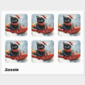 Sticker Carré Chat noir dans la corniche laissez passer Noël de (Feuille)