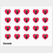 Sticker Carré Chat noir dans le coeur rouge (Feuille)